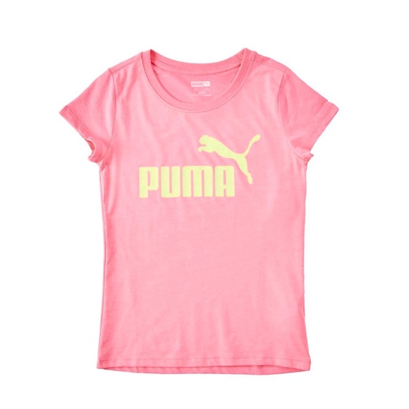 NWT PUMA Bright Pink Logo Pink Print T-Shirt S (7) - Picture 1 of 1